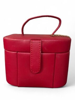Dazzle Genuine Red Leather Mini Trunk Jewelry Box Case Travel Vanities
Storage
